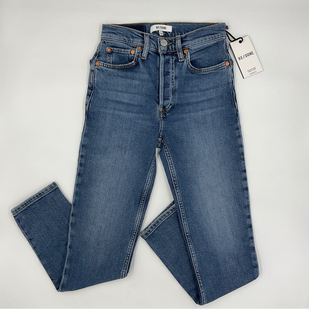Re/Done NWT 90s High Rise Ankle Crop Jeans in Mid 70s Wash Size 24 Women’s
